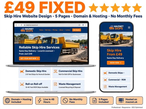 Skip hire website - website, design